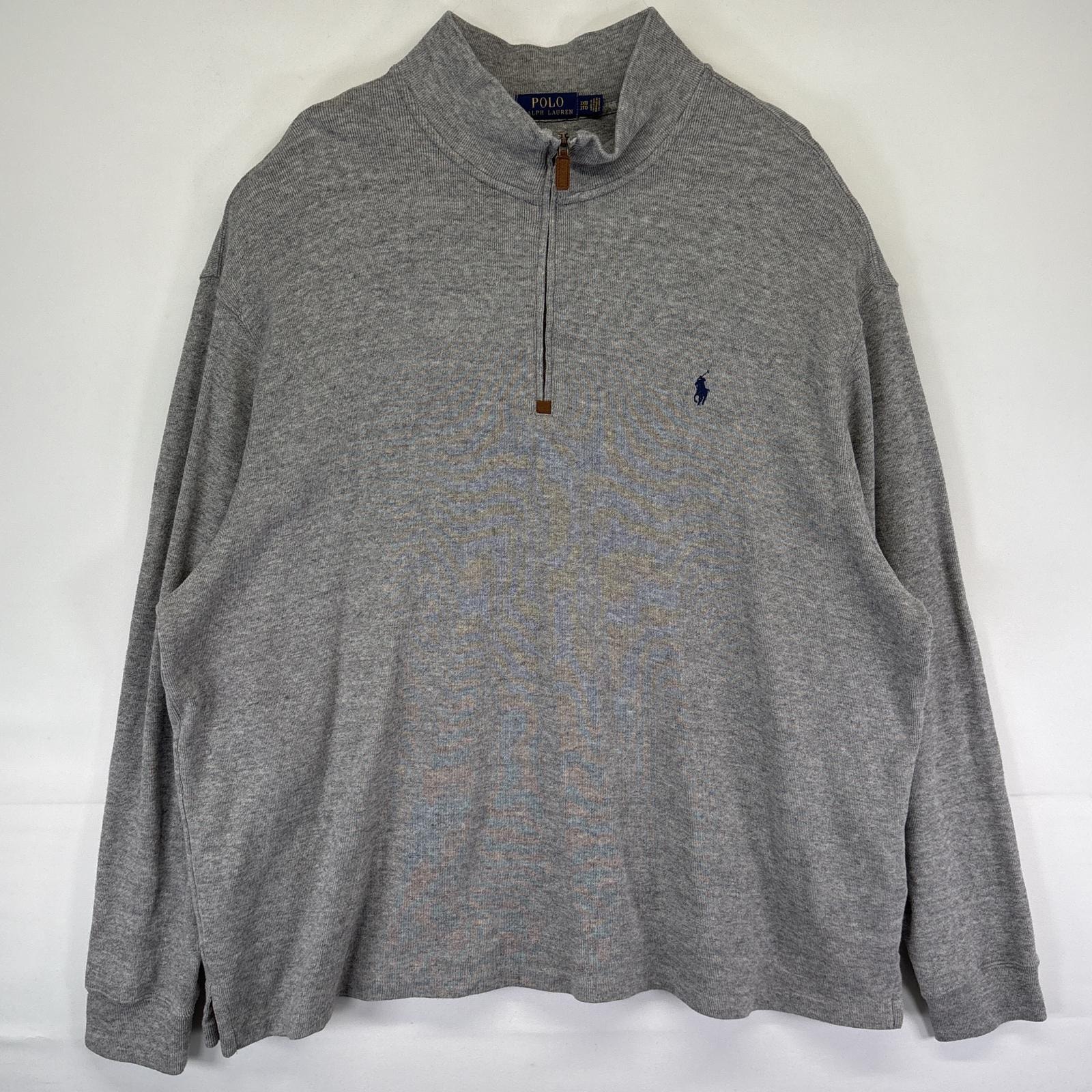 古着 ポロ・ラルフローレン POLO RALPH LAUREN ニット ハーフジップ スウェット 大きいサイズ トレーナー ワンポイント 3XB  グレー メンズ