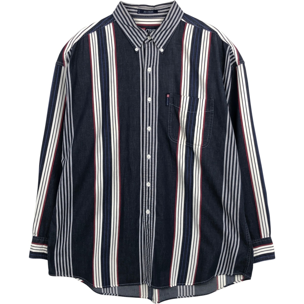 古着 ラルフローレン Ralph Lauren CHAPS チャップス マルチストライプ 長袖 ボタンダウンストライプシャツ メンズXL相当/eaa631283