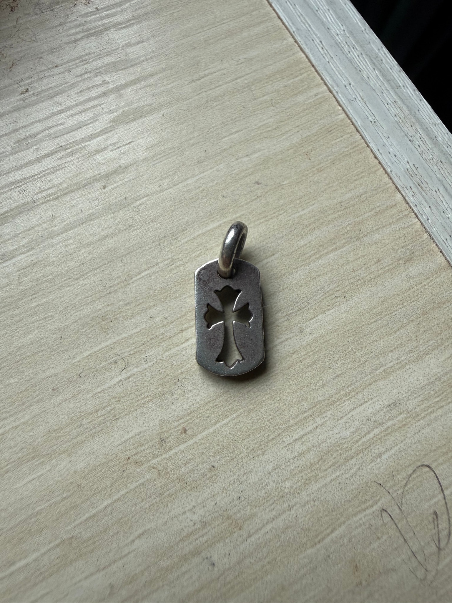 Chrome Hearts Tiny Cutout Cross Dog Tag Charm "Silver"