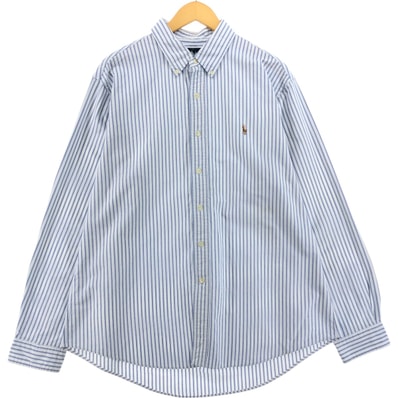 古着 ラルフローレン Ralph Lauren CUSTOM FIT 長袖 ボタンダウンストライプシャツ メンズXL相当/eaa521486