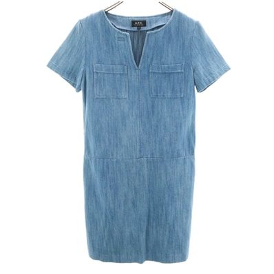 A.P.C. アーペーセー 半袖 デニム 膝丈ワンピース XS ブルー系