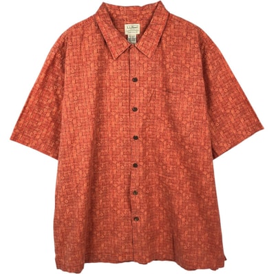 古着 90~00年代 エルエルビーン L.L.Bean TRADITIONAL FIT 総柄 半袖 コットンシャツ メンズXL相当/eaa670705