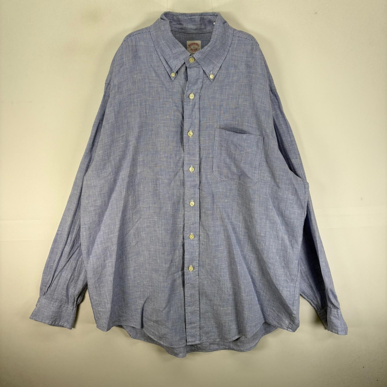 古着 ブルックスブラザーズ Brooks Brothers 長袖シャツ ボタンダウン 胸ポケット L  ブルー系 チェック メンズ