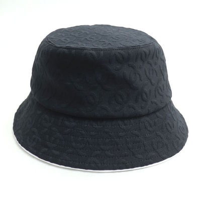CHANEL シャネル ココマーク柄 バケットハット ハット ブラック AAA955 S ミックスファイバー レディース【中古】【美品】