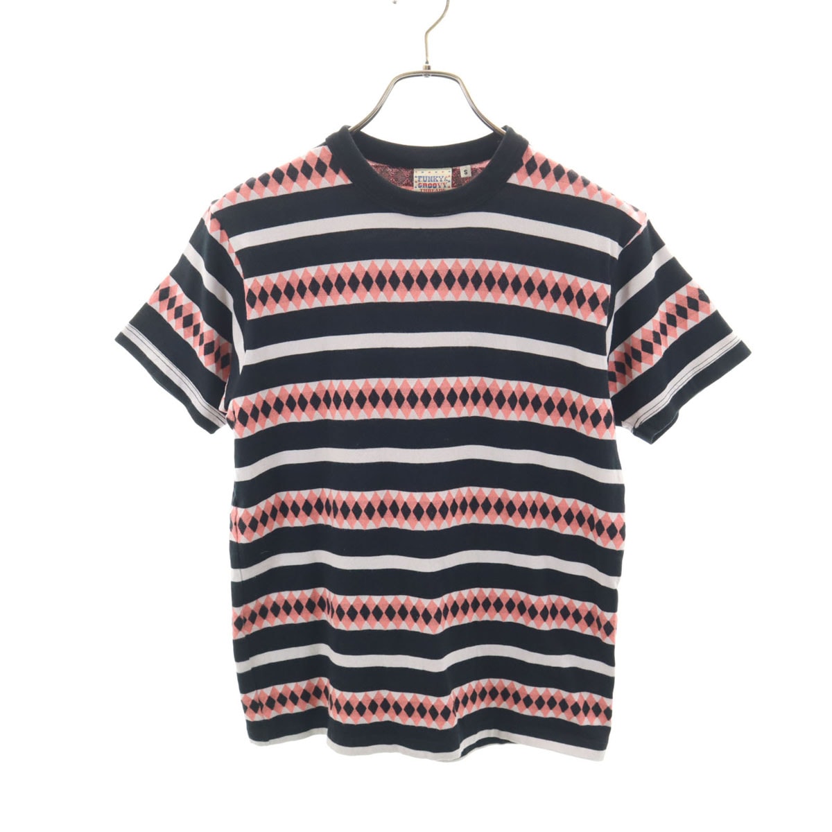 SUGAR CANE シュガーケーン 日本製 東洋エンタープライズ 総柄 半袖 Tシャツ S ブラック系