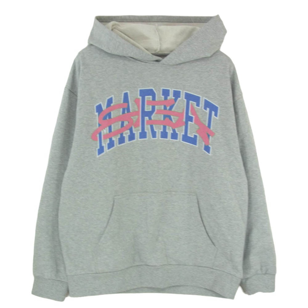 WIND AND SEA ウィンダンシー 25SS WDS-C-MKT-25-Q2-CS-01 × MARKET ARCH LOGO HOODED SWEAT SHIRT マーケット アーチロゴ フーデッド スウェットシャツ グレー系 L【中古】