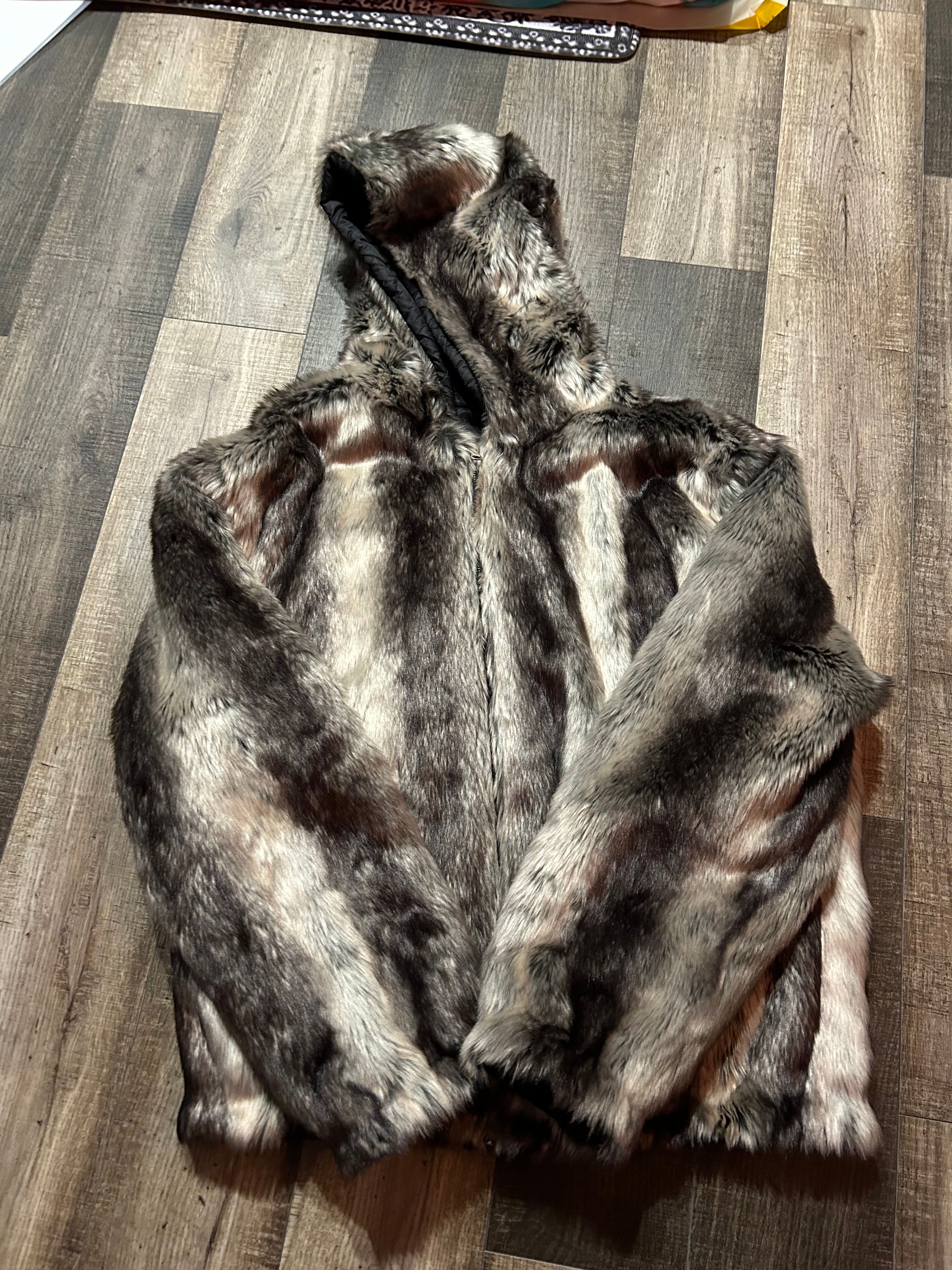 Supreme Faux Fur Reversible Hooded Jacket "Black"