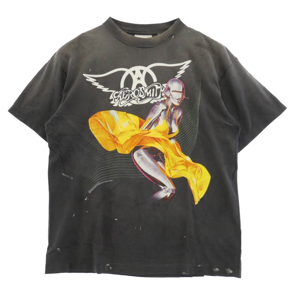 SAINT MICHAEL セントマイケル 26SS SM-MK8-0000-C25 x AEROSMITH エアロスミス JUST PUSH PLAY TOUR AS_SS T-SHIRT プリント ヴィンテージ加工 半袖 Tシャツ【極上美品】【中古】