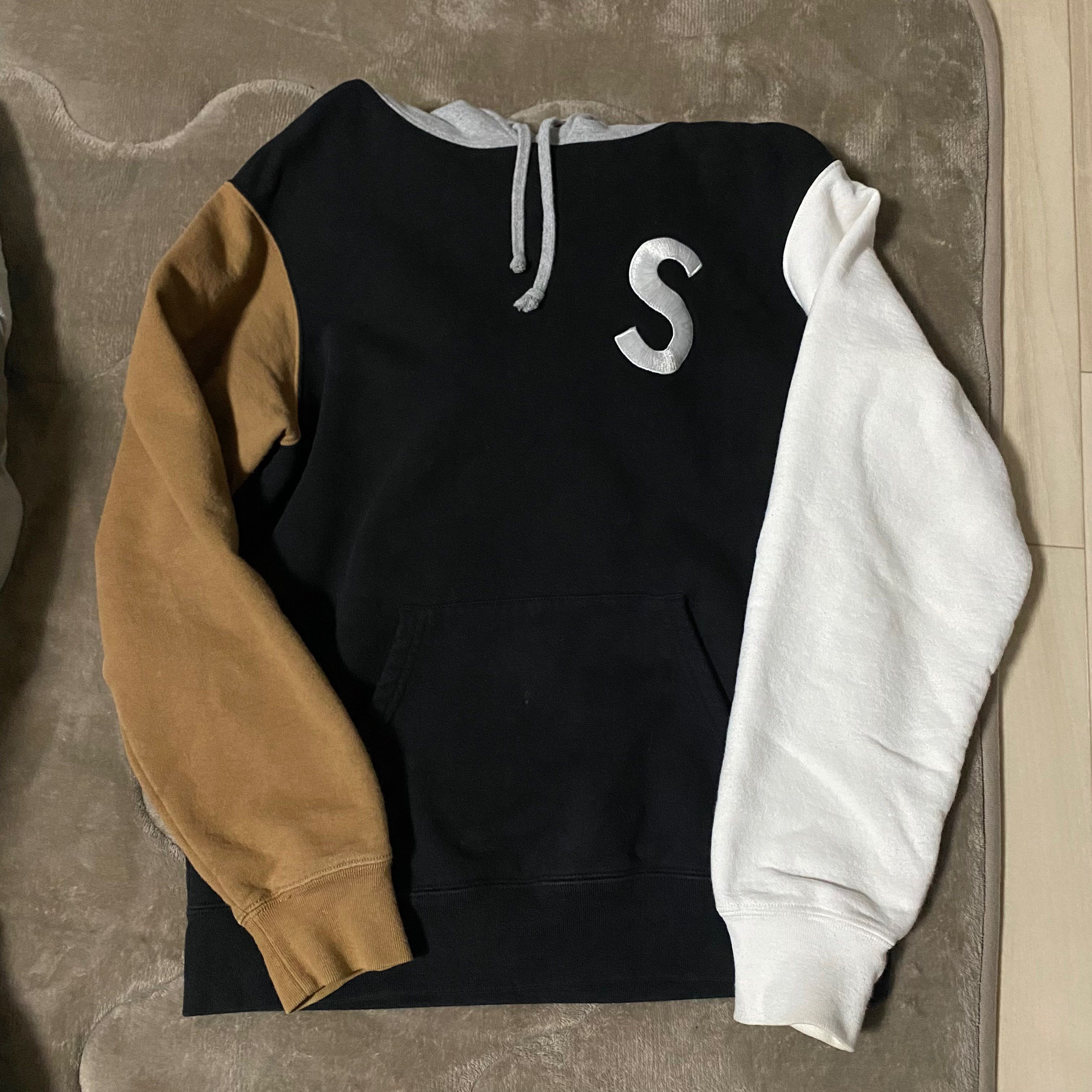 Supreme S Logo Colorblocked Hooded Sweatshirt "Black"