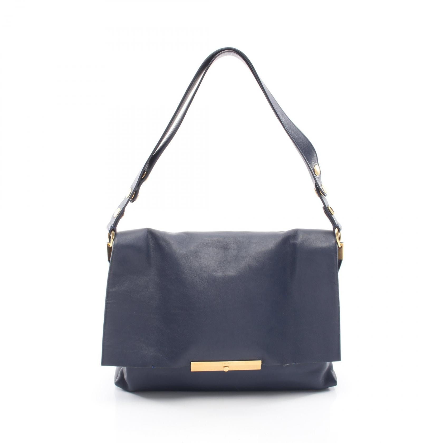 セリーヌ CELINE ブレード ショルダーバッグ バッグ レザー レディース ネイビー系 【中古】