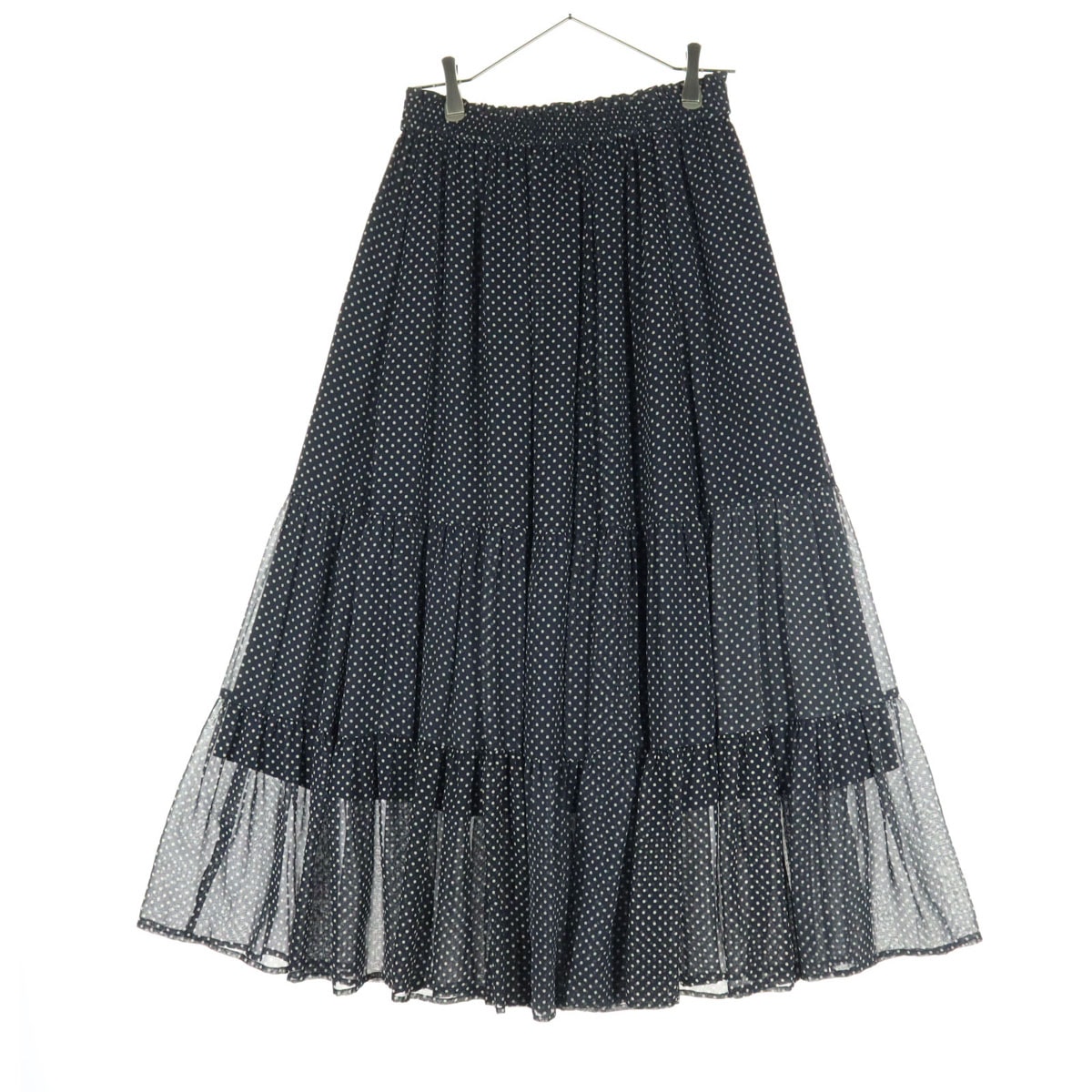 美品 JOURNAL STANDARD ジャーナルスタンダード 日本製 ドット柄 マキシ丈 プリーツスカート 38 ブラック