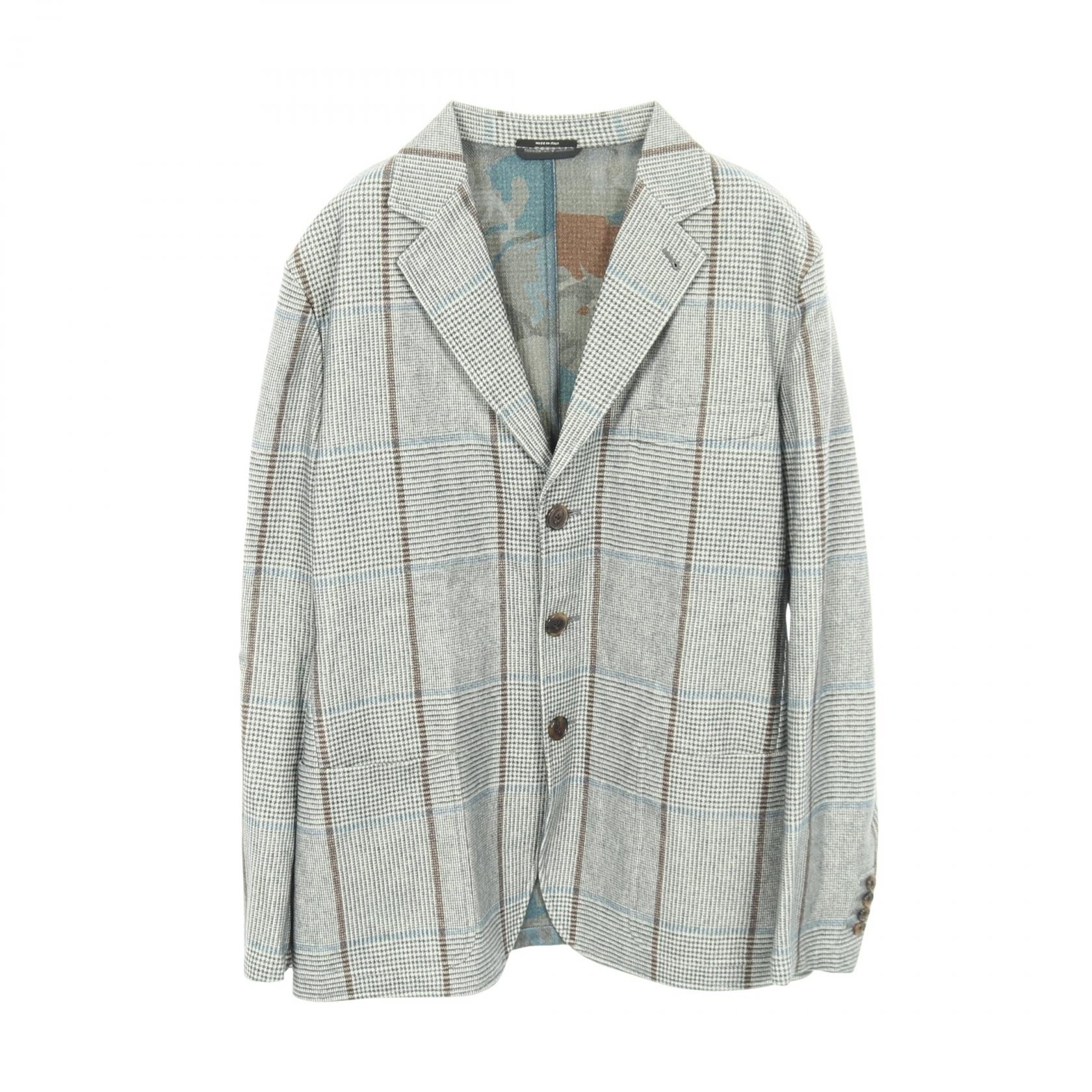 エルメス HERMES テーラードジャケット 衣料品 アウター ウール シルク カシミヤ シルク メンズ グレー系 / ブラウン系 / ブルー系 【中古】