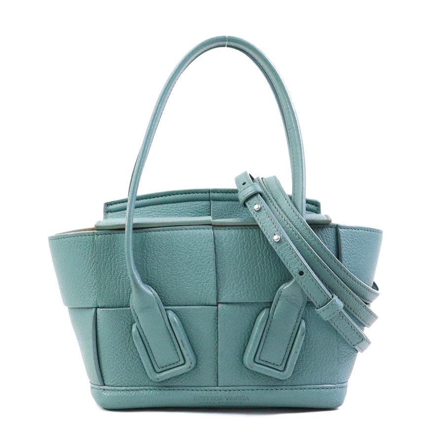 ボッテガヴェネタ BOTTEGAVENETA ハンドバッグ ショルダーバッグ マキシイントレチャート ミニ ザ アルコ レザー ストーム レディース【中古】 90292k