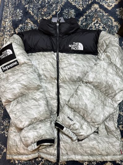 Supreme x The North Face Nuptse Jacket "White Paper Print"