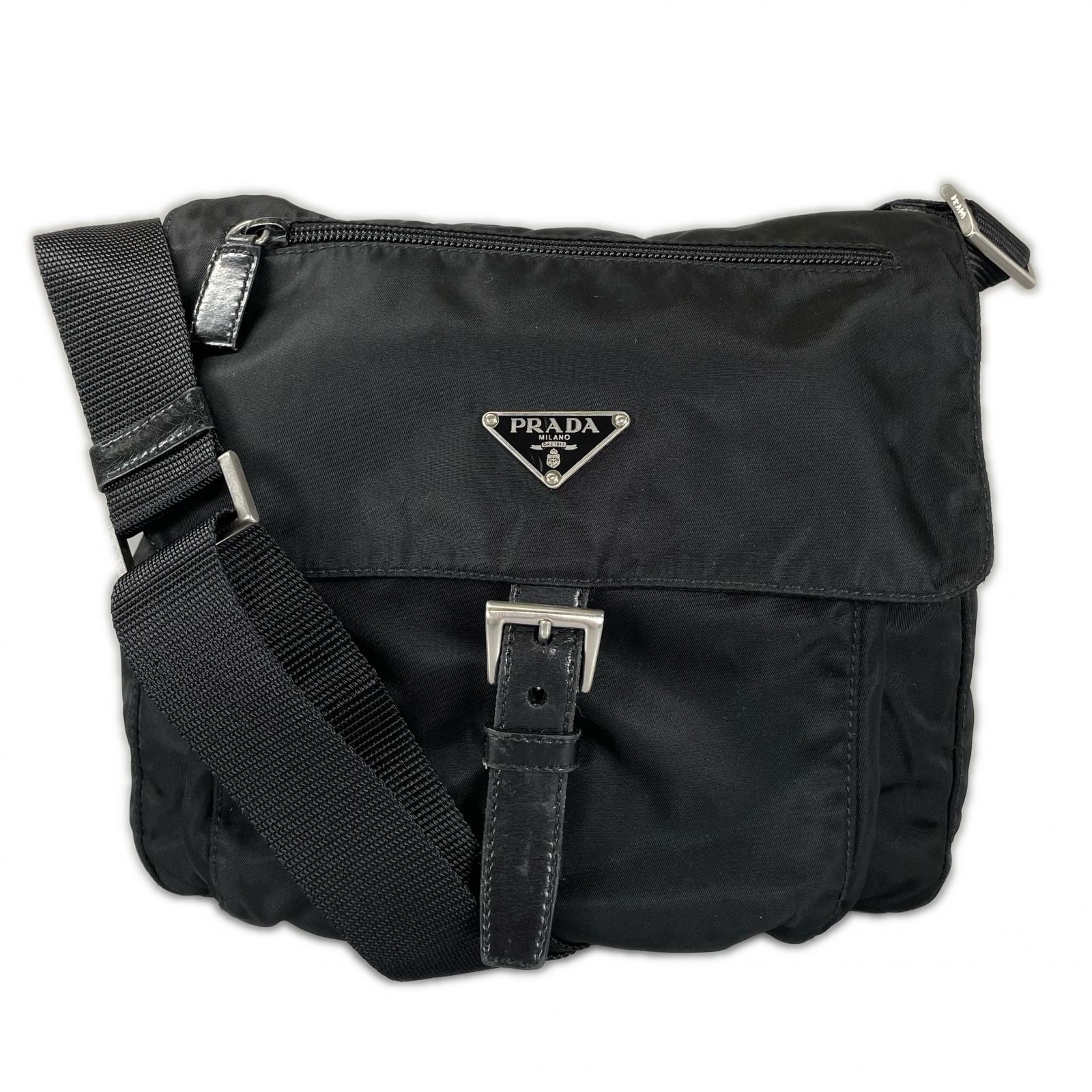 PRADA プラダ トライアングルロゴ BT8994 ショルダーバッグ ナイロン ブラック レディース【中古】