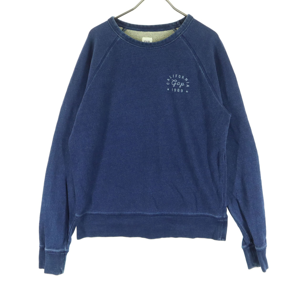 GAP ギャップ ロゴプリント 長袖 丸襟 スウェット S インディゴ