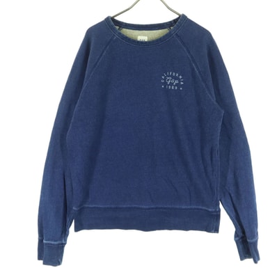 GAP ギャップ ロゴプリント 長袖 丸襟 スウェット S インディゴ