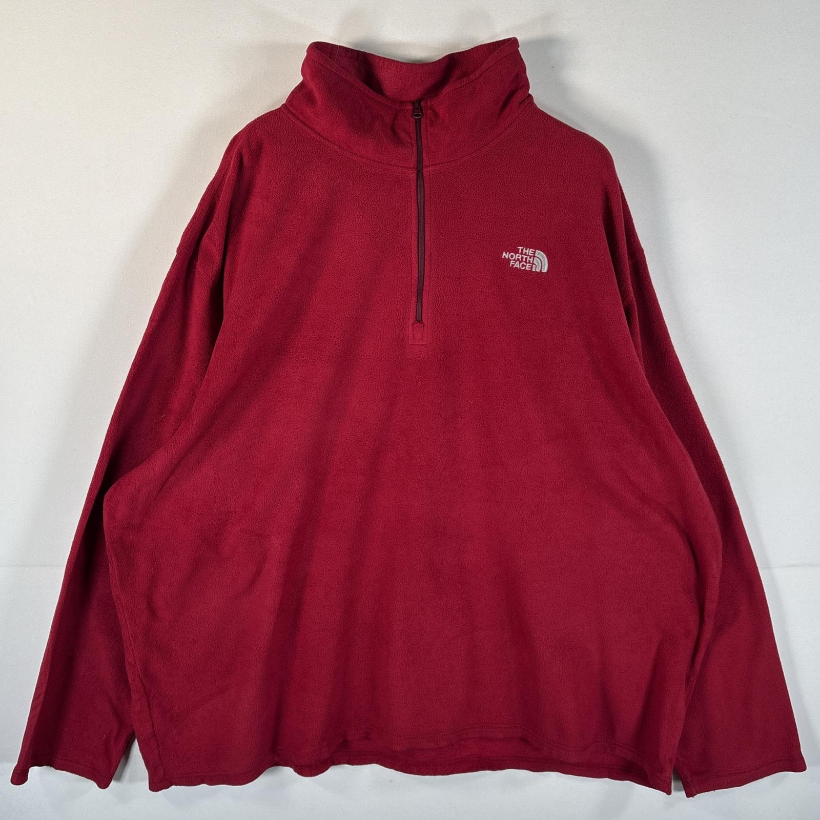 古着 ザ・ノースフェイス THE NORTH FACE ハーフジップフリーストレーナー アウトドア ワンポイントロゴ 大きいサイズ 14041  レッド メンズ