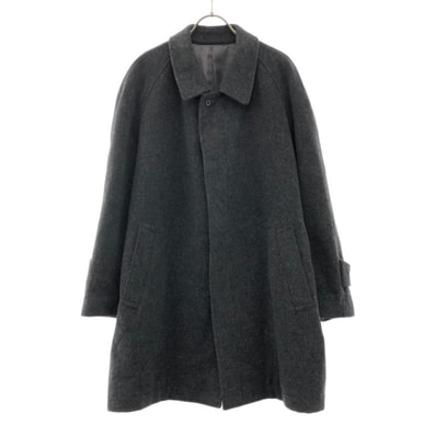 GIANNI VALENTINO ジャンニヴァレンチノ 日本製 ウールブレンド ステンカラーコート M チャコールグレー