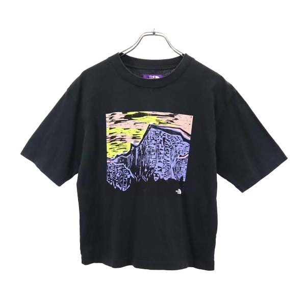 THE NORTH FACE ザノースフェイス 日本製 NT3128T プリント 半袖 Tシャツ WS 黒 ユニセックス アウトドア
