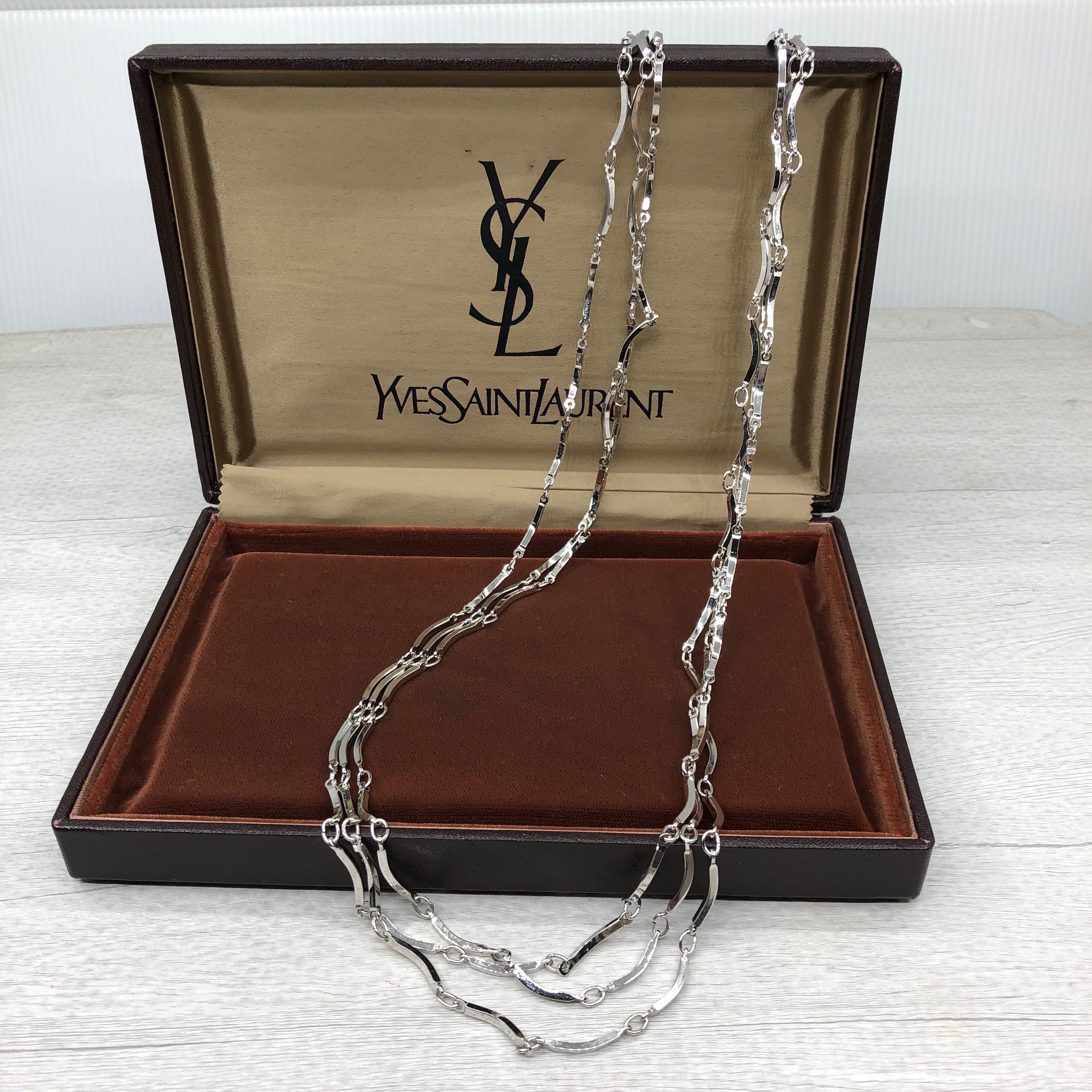 サンローラン 3連チェーン シルバー ネックレス