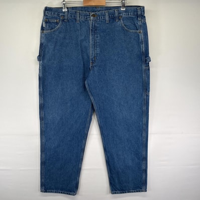古着 カーハート Carhartt デニムパンツ ペインター ワーク ワンポイントロゴ 作業着 ハンマーフック 大きいサイズ ブルー メンズ
