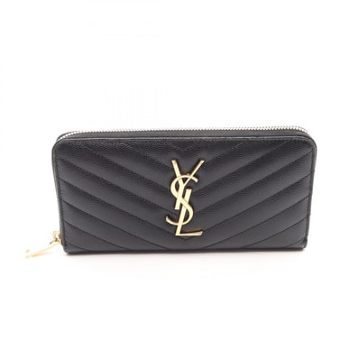 サンローランパリ SAINT LAURENT PARIS カサンドラ ラウンド長財布 財布 レザー レディース ブラック系 358094 【中古】