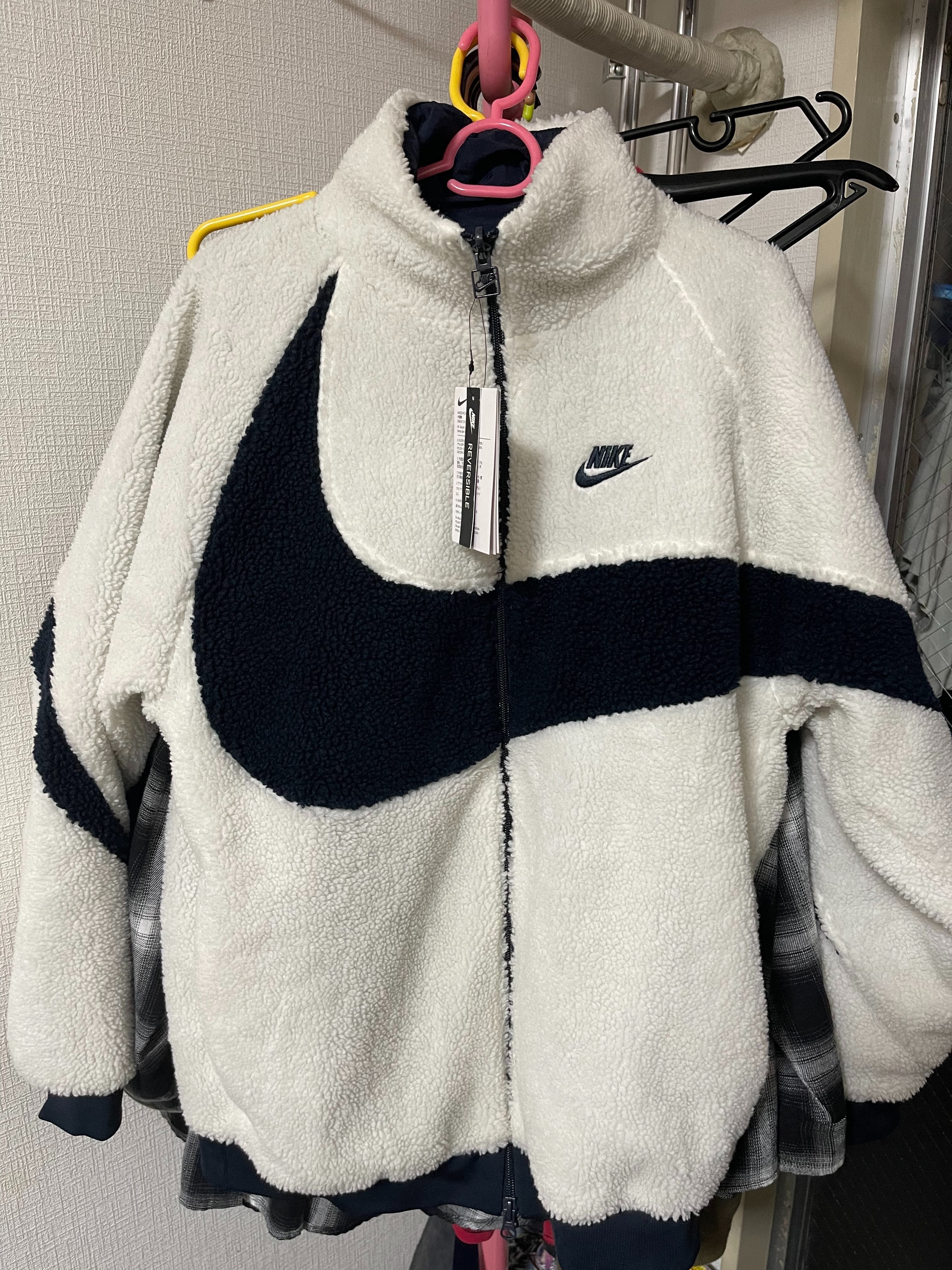 Nike Big Swoosh Reversible Boa Jacket "Sail/Dark Obsidian"