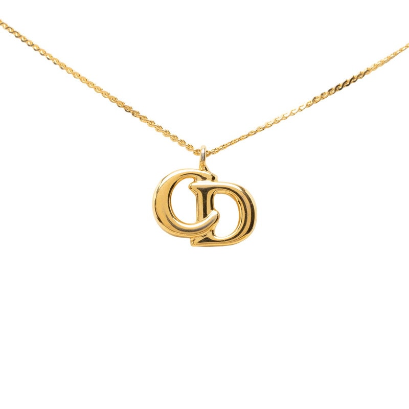 ディオール CDロゴ チェーン ペンダント ネックレス ゴールド メッキ レディース Dior 中古