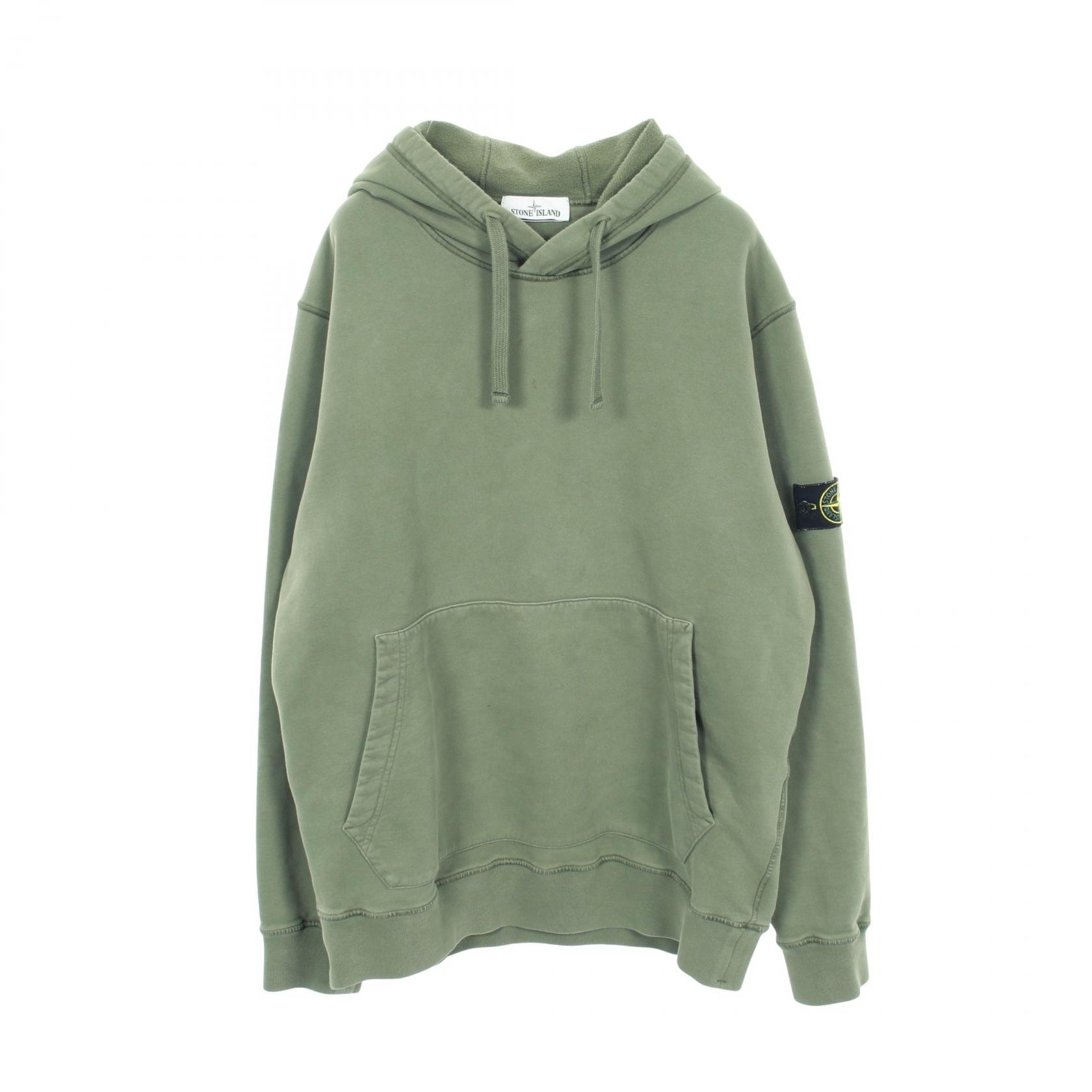 ストーンアイランド STONE ISLAND ガーメントダイ パーカー 衣料品 トップス コットン メンズ カーキ系 【中古】