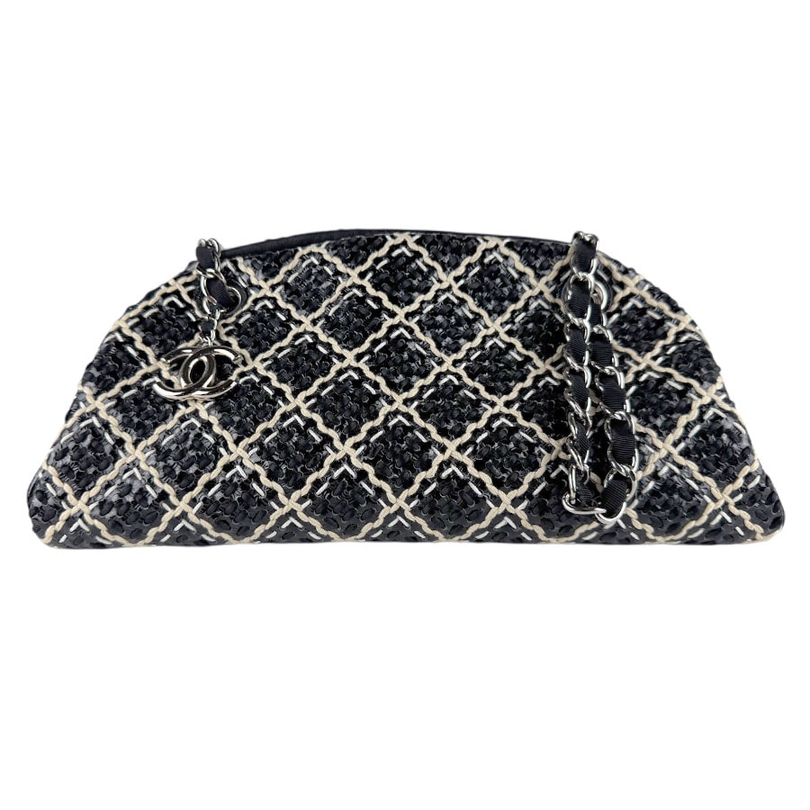 シャネル CHANEL ショルダーバッグ パテントレザー ブラック×ベージュ×ホワイト レディース【中古】 z8312