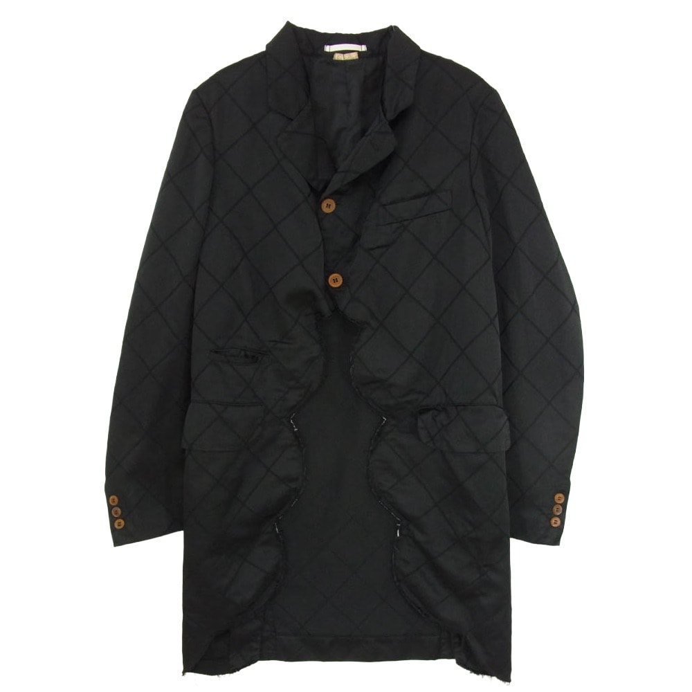 COMME des GARCONS HOMME PLUS コムデギャルソンオムプリュス 20SS PE-J040 エステルサテン 製品染め スカラップ ジャケット ブラック系 S【中古】