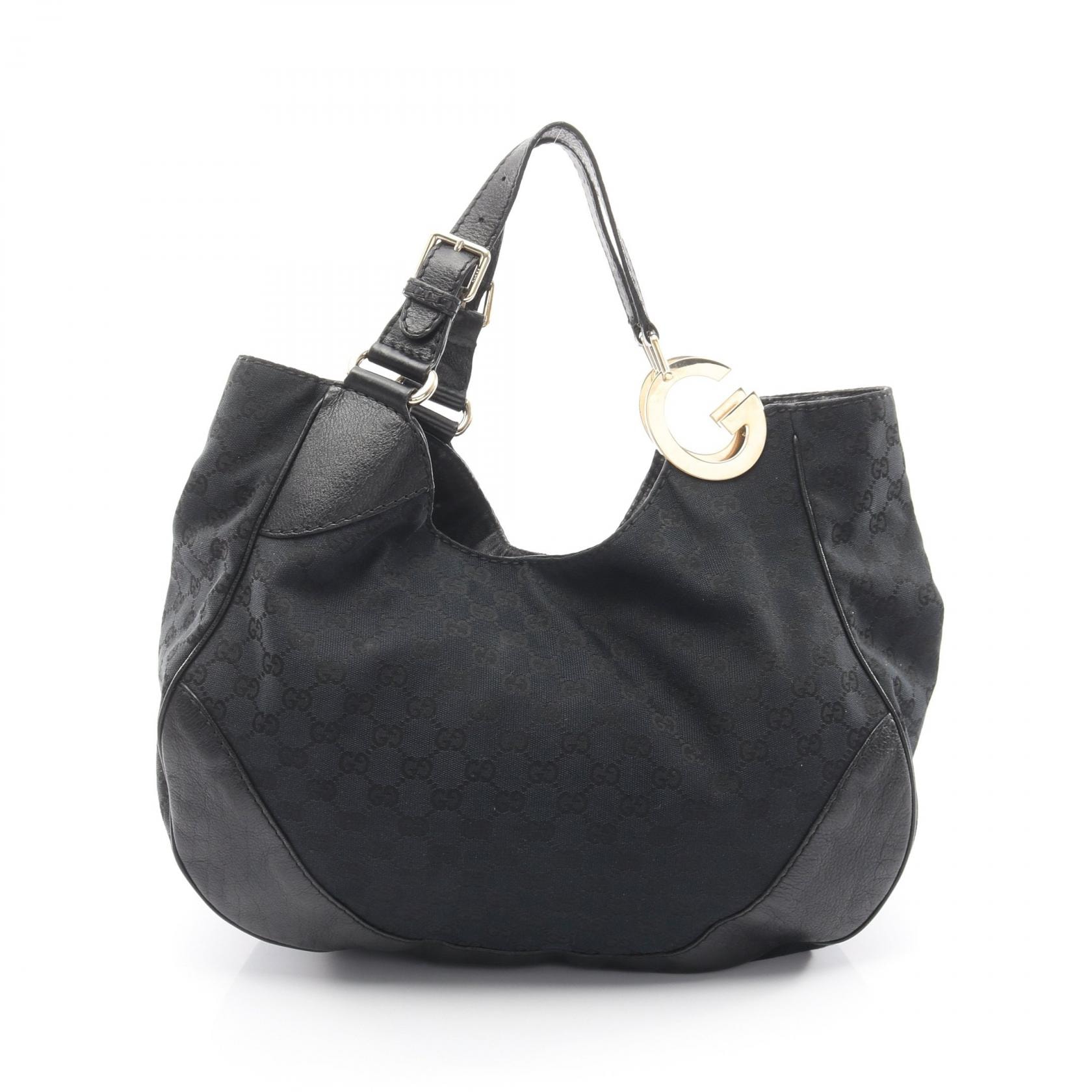 グッチ GUCCI GGキャンバス ショルダーバッグ バッグ キャンバス レザー レディース ブラック系 203504 【中古】