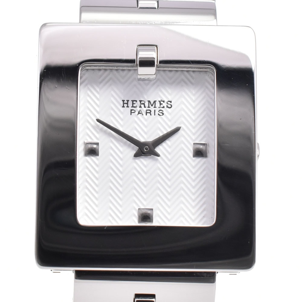 値下 エルメス HERMES BE1.210 ベルトウォッチ ホワイト クォーツ レディース 美品 腕時計 H#146477
