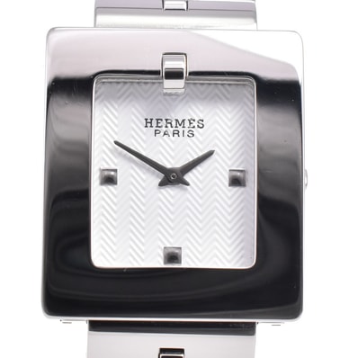 値下 エルメス HERMES BE1.210 ベルトウォッチ ホワイト クォーツ レディース 美品 腕時計 H#146477