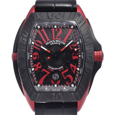 フランクミュラー FRANCK MULLER 8900SCGP コンキスタドール グランプリ ブラック 自動巻き メンズ 美品 箱・保証書付き 腕時計 M#148421