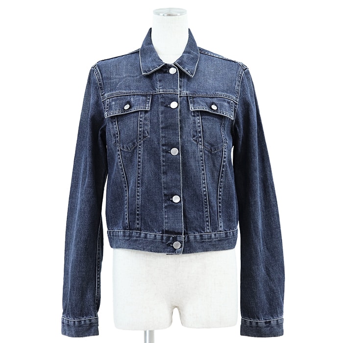 【SALE】FENDI フェンディ デニム ジャケット サイズ M レディース ショート丈 ロゴボタン ヴィンテージライク アウター インディゴ イタリア製