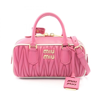 ミュウ ミュウ Miu Miu MATELASSE マテラッセ 2WAY ハンドバッグ バッグ レザー レディース ピンク系 / ホワイト系 【中古】
