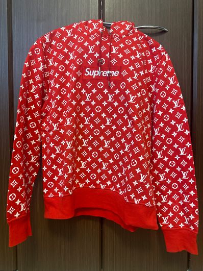 Supreme / Louis Vuitton Box Logo Hooded Sweatshirt "Red"