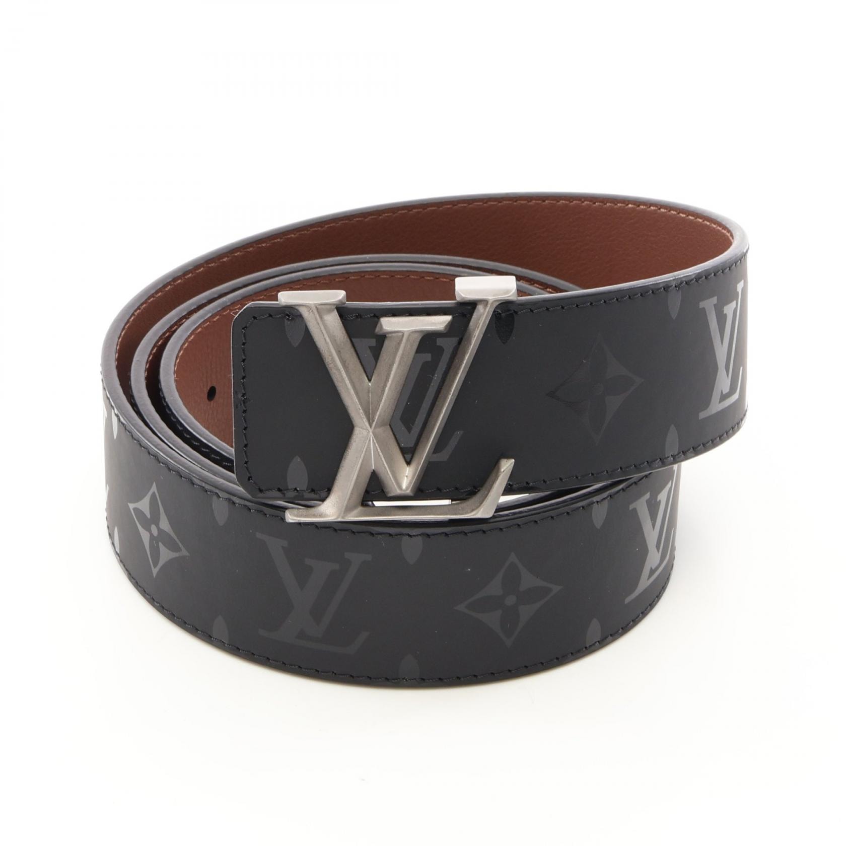 ルイ・ヴィトン LOUIS VUITTON サンチュール LVイニシャル ピラミッド モノグラム イリュージョン ベルト 衣料品 レザー メンズ ブラック系 / ブラウン系 【中古】