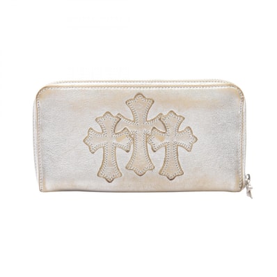 クロムハーツ CHROME HEARTS REC F ZIP 3セメタリークロスパッチ ラウンド長財布 財布 レザー メンズ シルバー系 【中古】