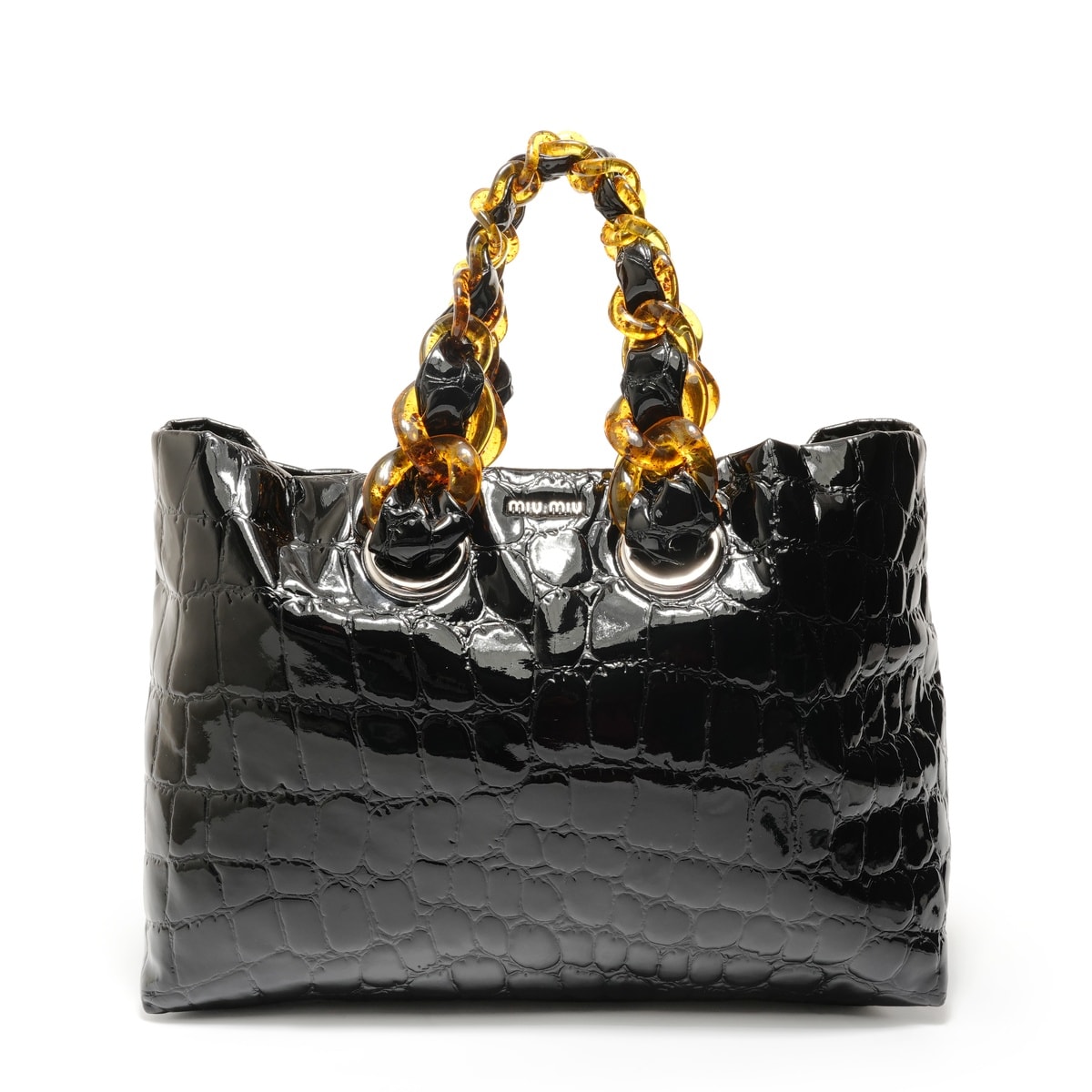 ミュウ ミュウ Miu Miu プラチェーン パテント トートバッグ【中古】