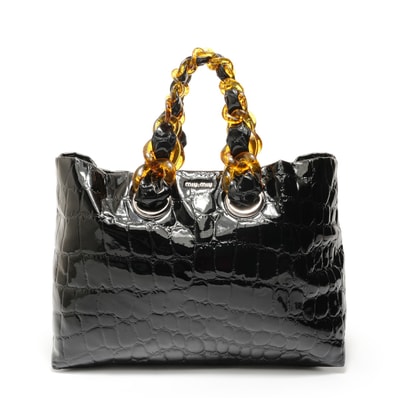 ミュウ ミュウ Miu Miu プラチェーン パテント トートバッグ【中古】