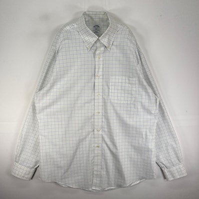 古着 ブルックスブラザーズ Brooks Brothers 長袖シャツ ボタンダウン 胸ポケット L ホワイト系 チェック メンズ