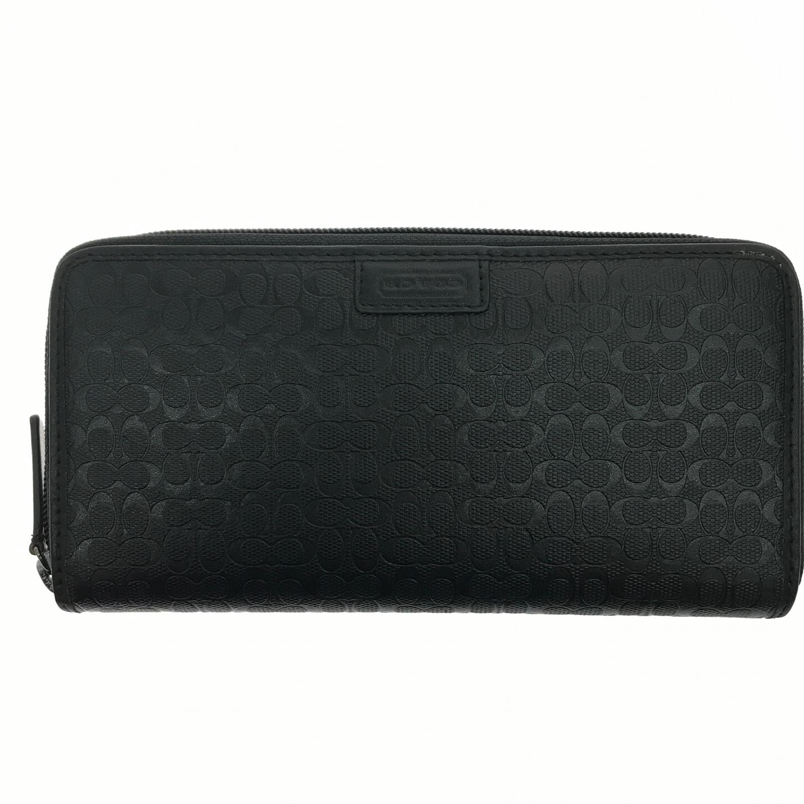 COACH コーチ 財布 長財布  シグネチャー ラウンドジップ  ブラック