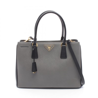 プラダ PRADA SAFFIANO LUX ガレリア 2WAY ハンドバッグ バッグ サフィアーノレザー レディース グレー系 / ブラック系 1BA874 【中古】