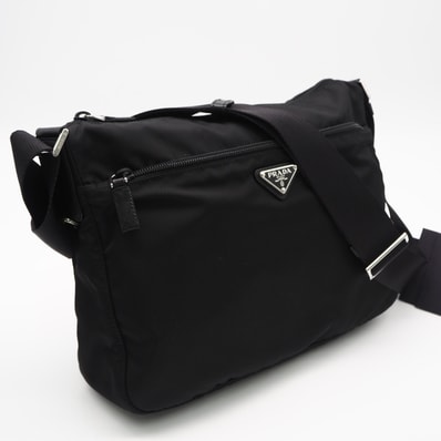 極美品 PRADA プラダ ナイロン Re-Nylon バッグ NERO 1BC421 ショルダーバッグ ブラック ナイロン メンズ