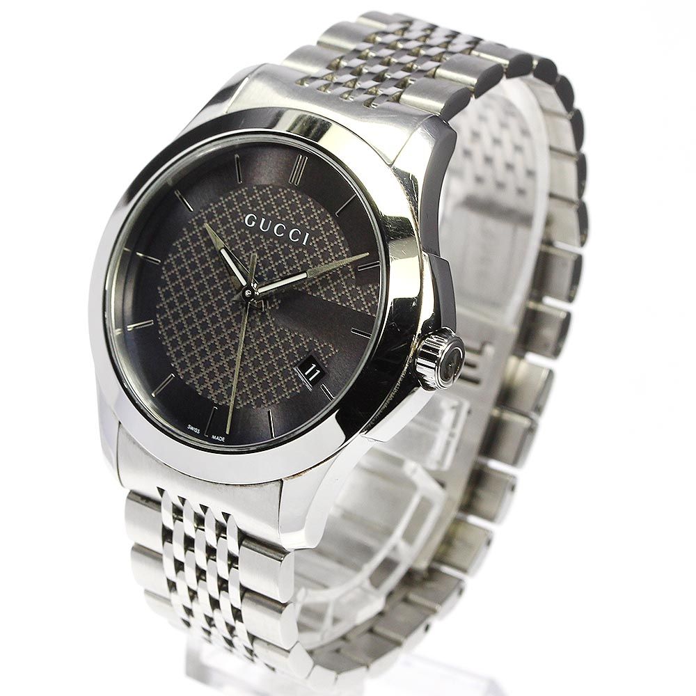 ☆良品  グッチ Gタイムレス デイト 126.4 クォーツ メンズ 【中古】