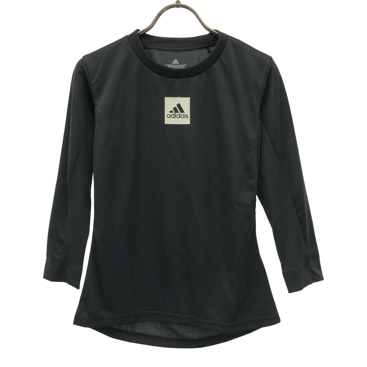 未使用 adidas アディダス ロゴプリント テニス 7分袖 パリ テニス フリーリフト Tシャツ M ブラック タグ付き