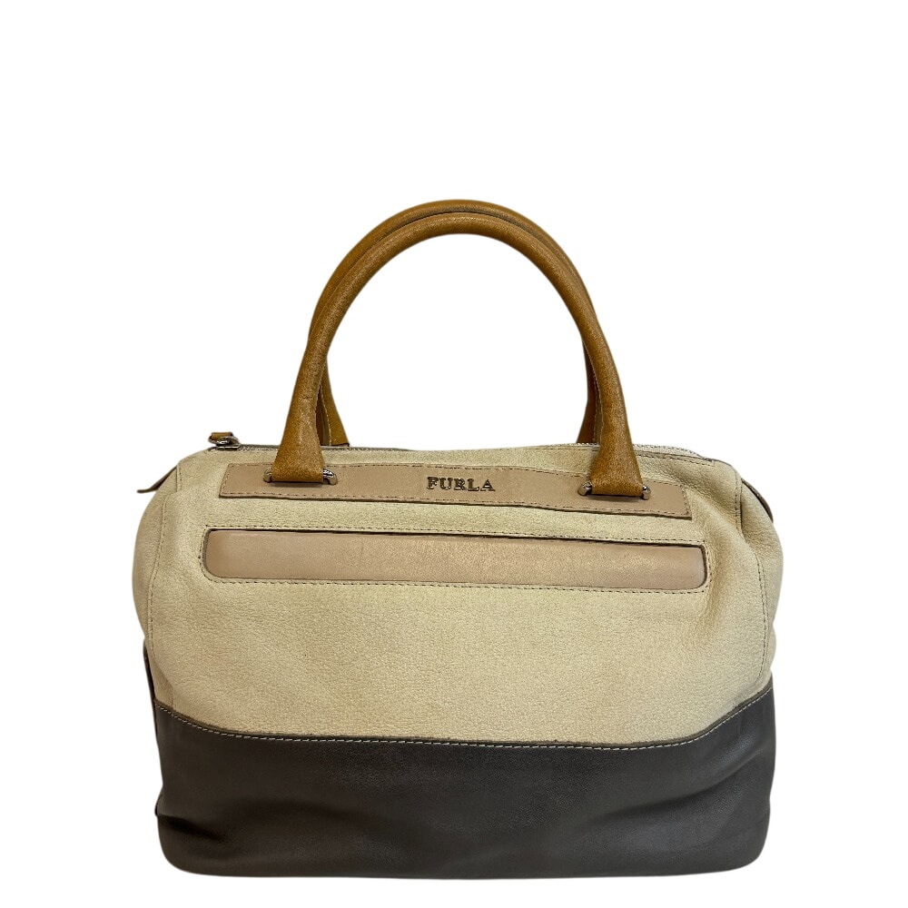 フルラ Furla ミニボストンバッグ トリコロールカラー ハンドバッグ ホワイト系